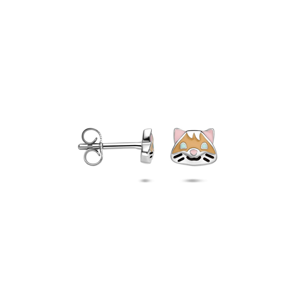 Zilveren gerhodineerde oorknoppen emaille hamster 8 mm - 1341282