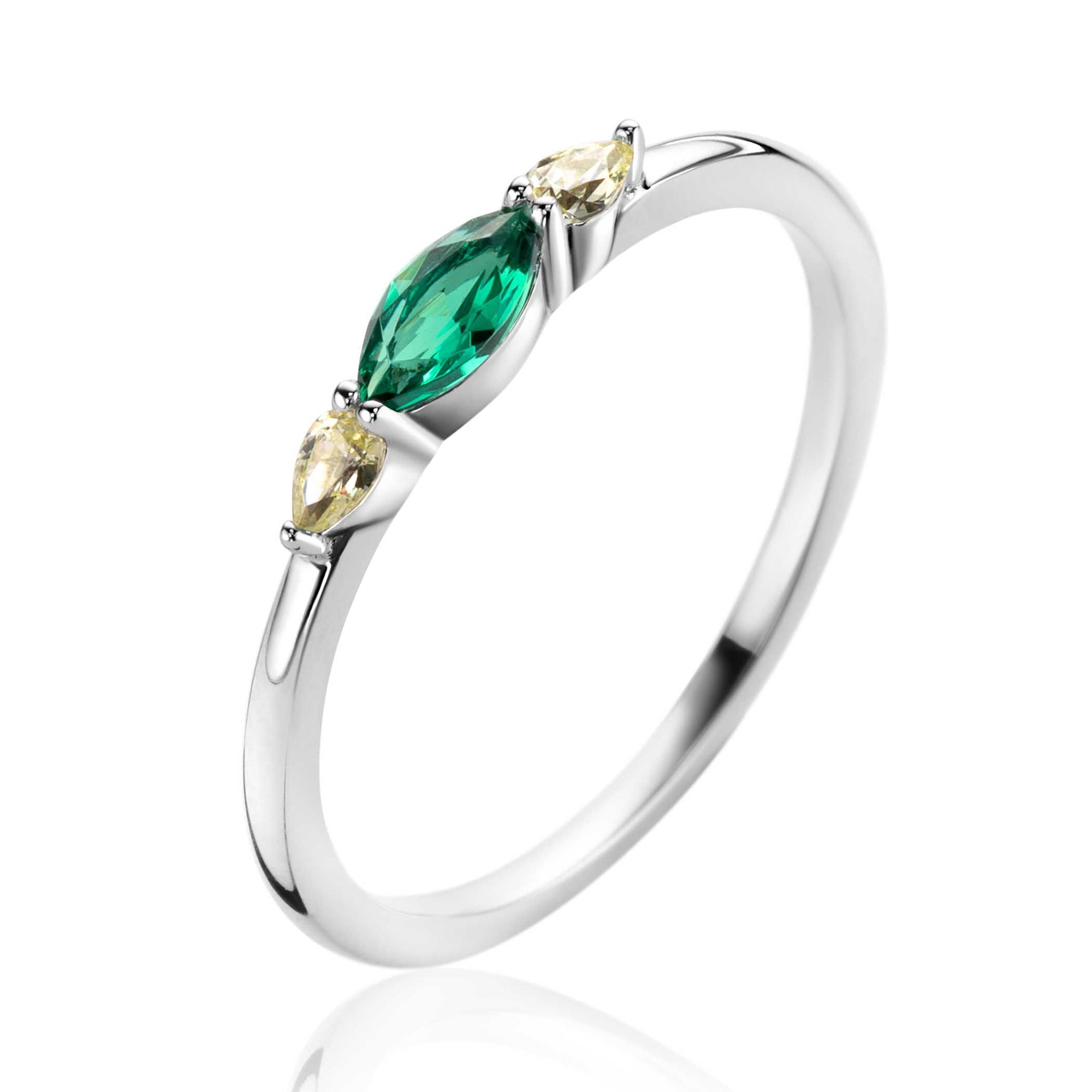 ZINZI zilveren ring bezet met ovale zirkonia's in groen en geel ZIR2499 - PansiteNederland.nl