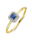14K Geelgouden Ring Saffier En Diamant 0.07Ct H Si 4034224