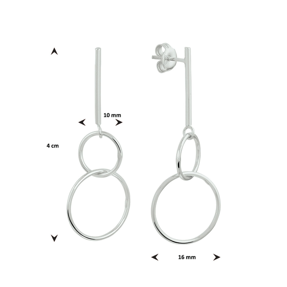 Zilver Gerhodineerd Oorhangers Rondjes 1337230 - PansiteNederland.nl