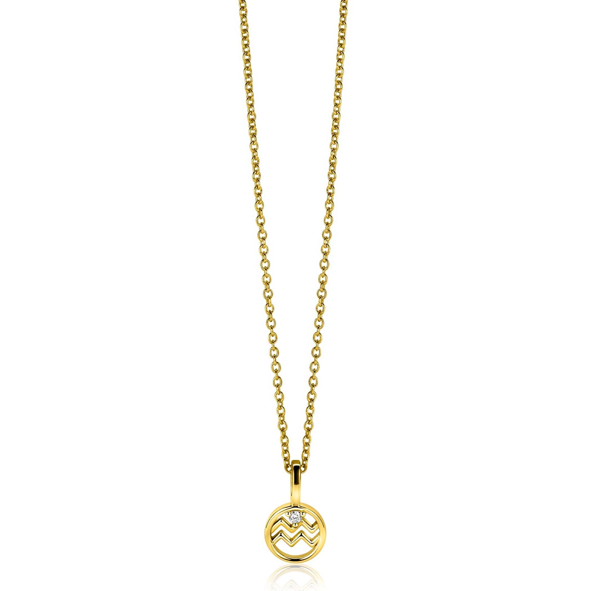 Zinzi gold plated zilveren Waterman sterrenbeeldhanger bezet met witte zirkonia ZIHY-WAT (zonder collier) - PansiteNederland.nl