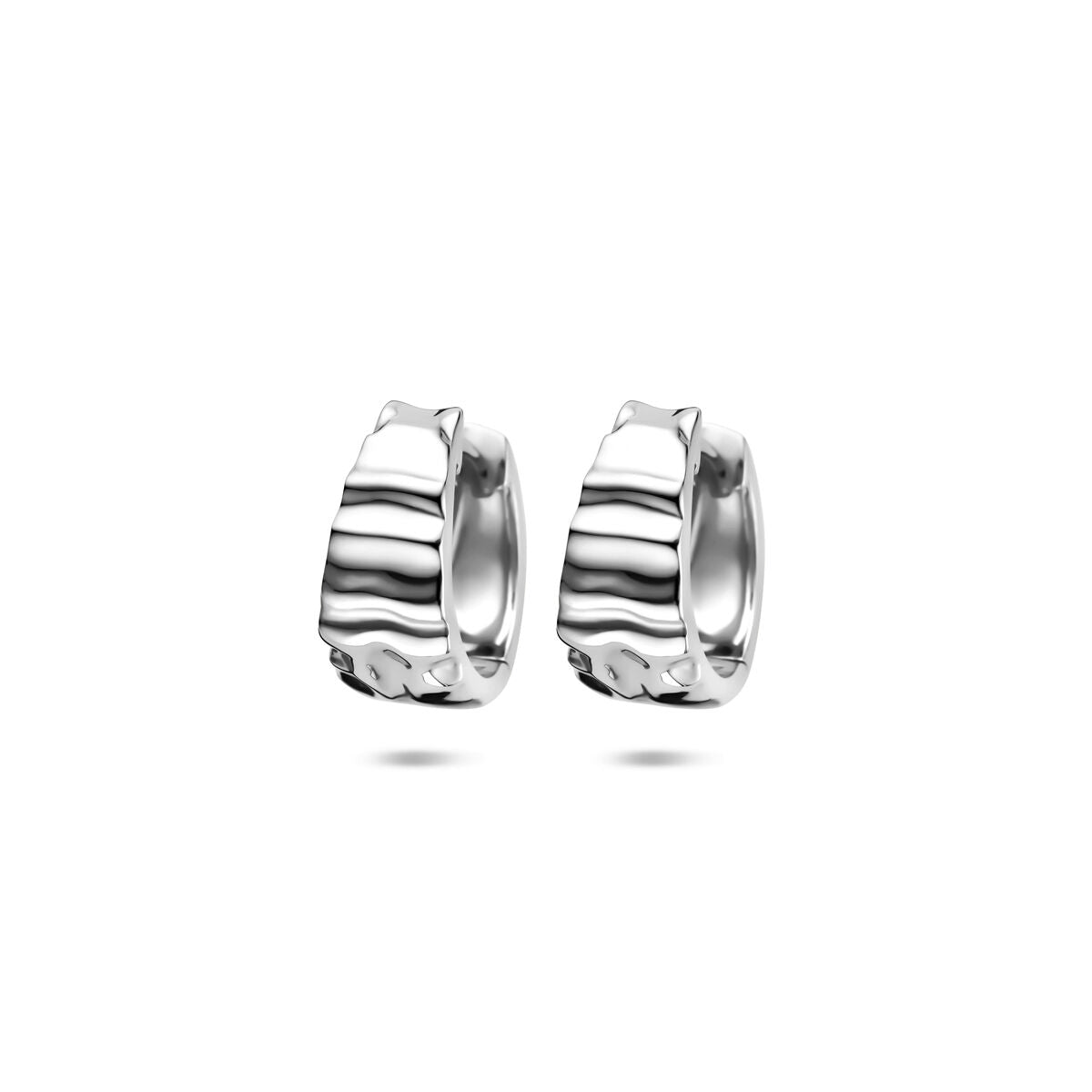 Zilveren gerhodineerde klapoorringen gehamerd 13,5 mm - 1341190