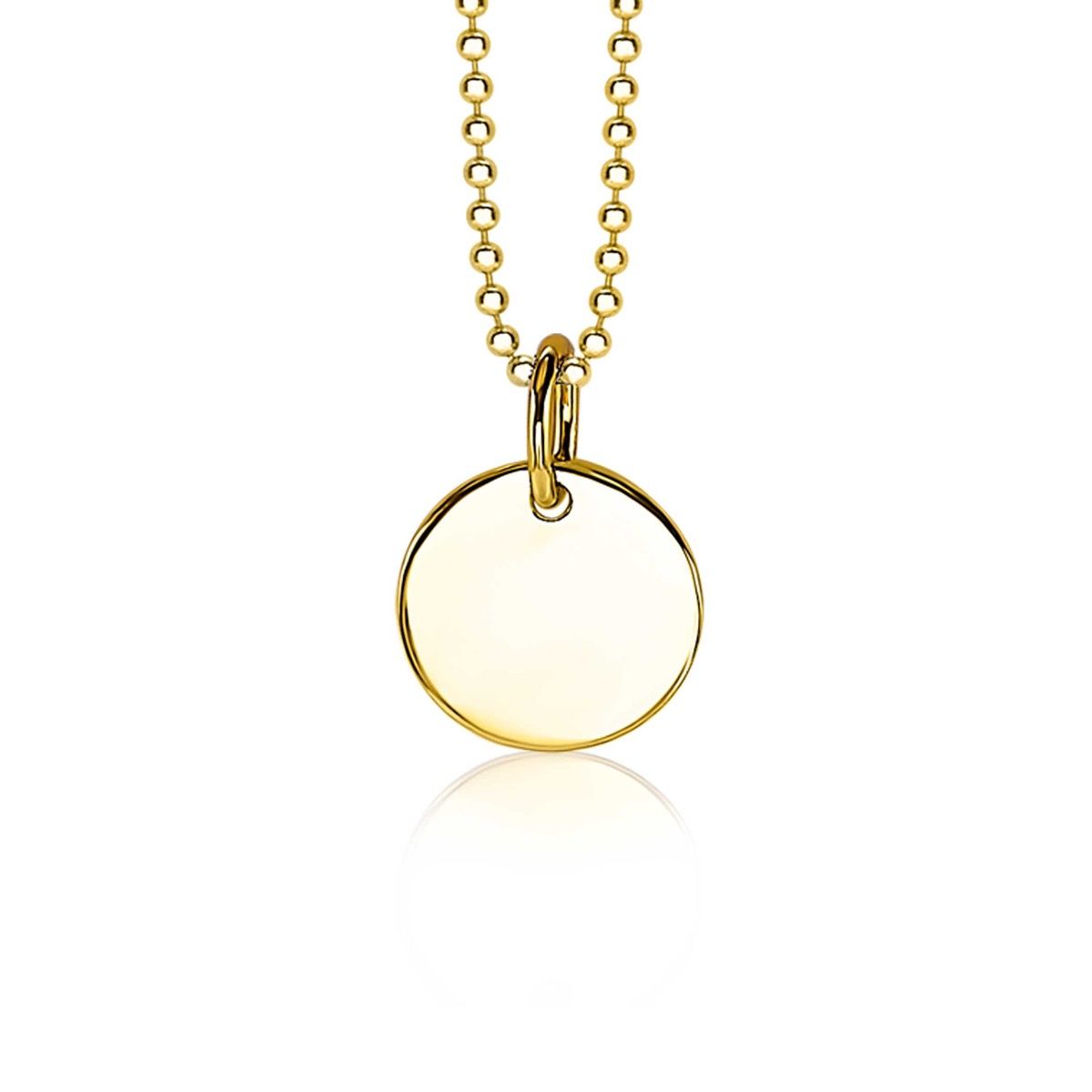 Zinzi gold plated zilveren hanger glad rond plaatje voor gravure ZIH2345G12 (zonder collier) - PansiteNederland.nl