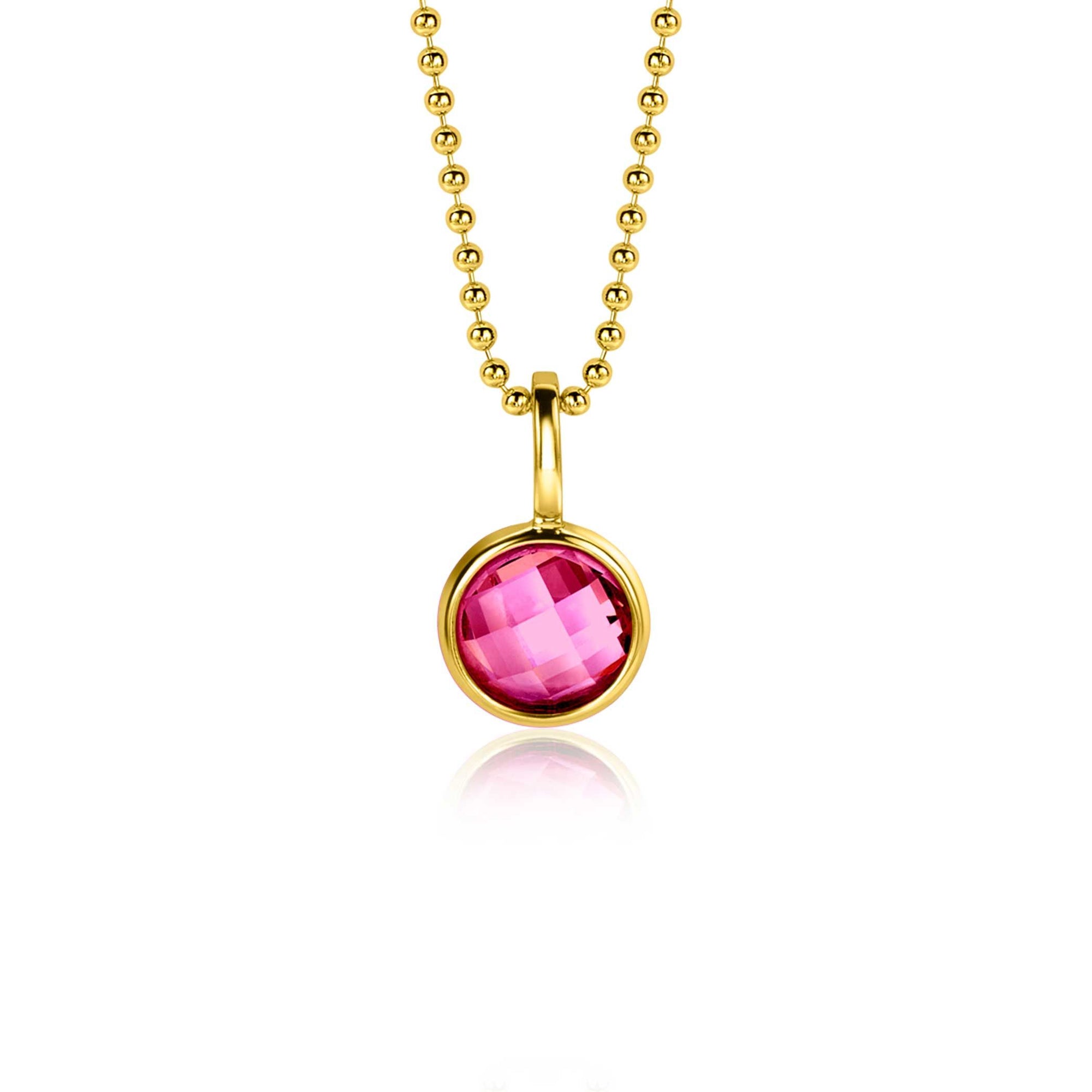 Zinzi JULI hanger 8mm gold plated geboortesteen rood robijn zirkonia ZIH-JUL (zonder collier) - PansiteNederland.nl