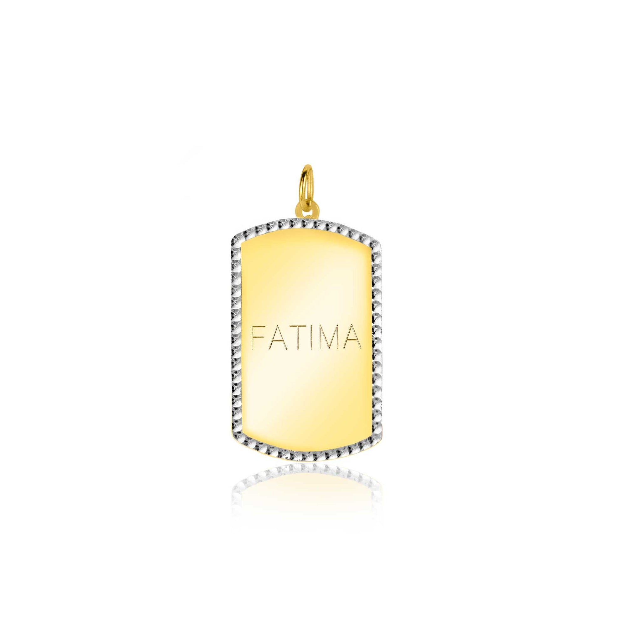 Zinzi Gold 14 krt gouden graveerplaat in rechthoeksvorm van 20 x 13mm en met chique witgouden parelrand ZGH365-20 (zonder collier) - PansiteNederland.nl