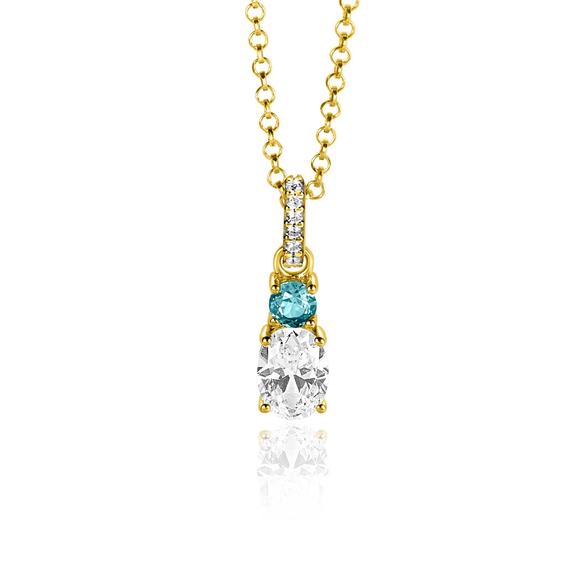 Zinzi gold plated zilveren hanger blauw wit met luxe hangoog ZIH2438 (zonder collier) - PansiteNederland.nl