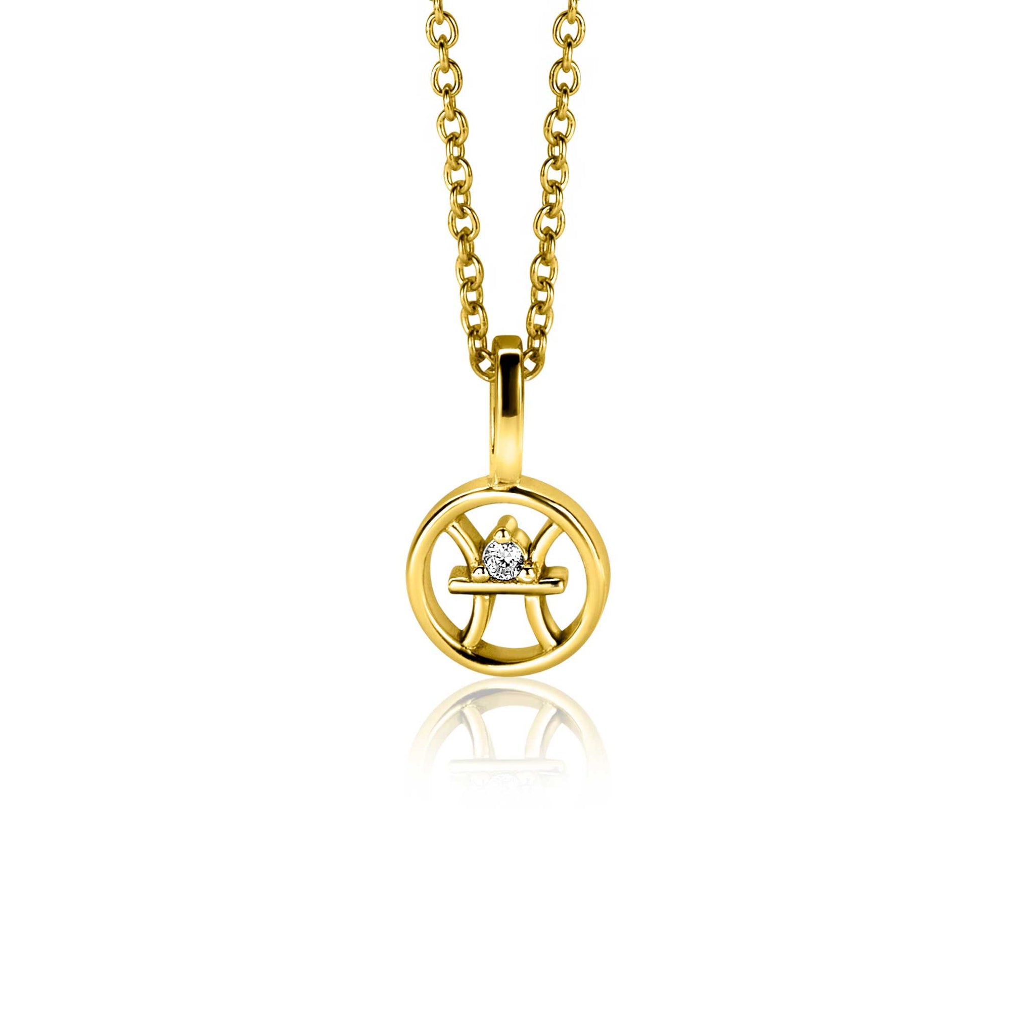 Zinzi gold plated zilveren Vis sterrenbeeldhanger bezet met witte zirkonia (zonder collier) - PansiteNederland.nl