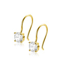 Zinzi Gold 14 krt gouden oorhangers bezet met een ronde witte zirkonia 6mm ZGO480