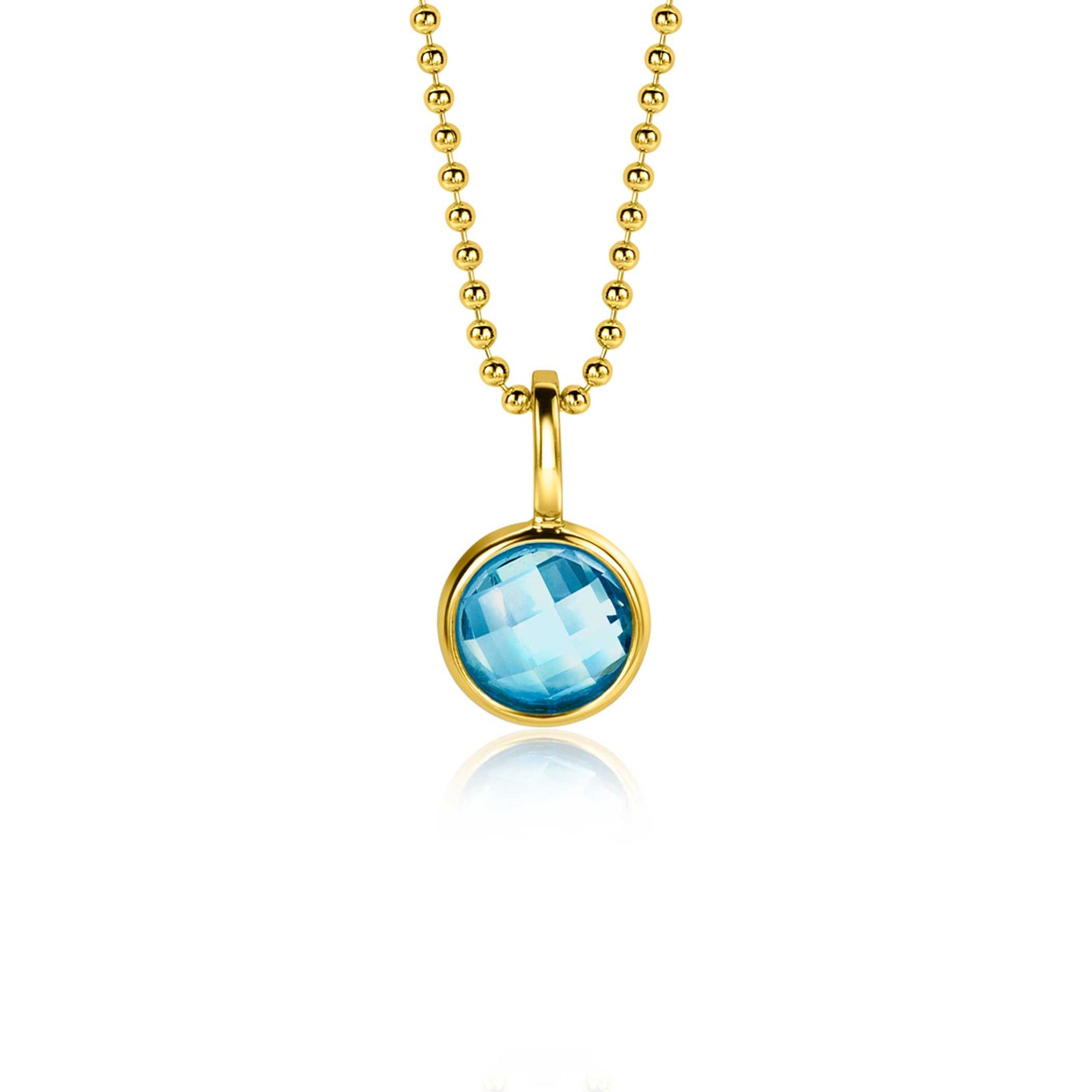 Zinzi MAART hanger 8mm gold plated geboortesteen blauw aquamarijn zirkonia ZIH-MRT (zonder collier) - PansiteNederland.nl