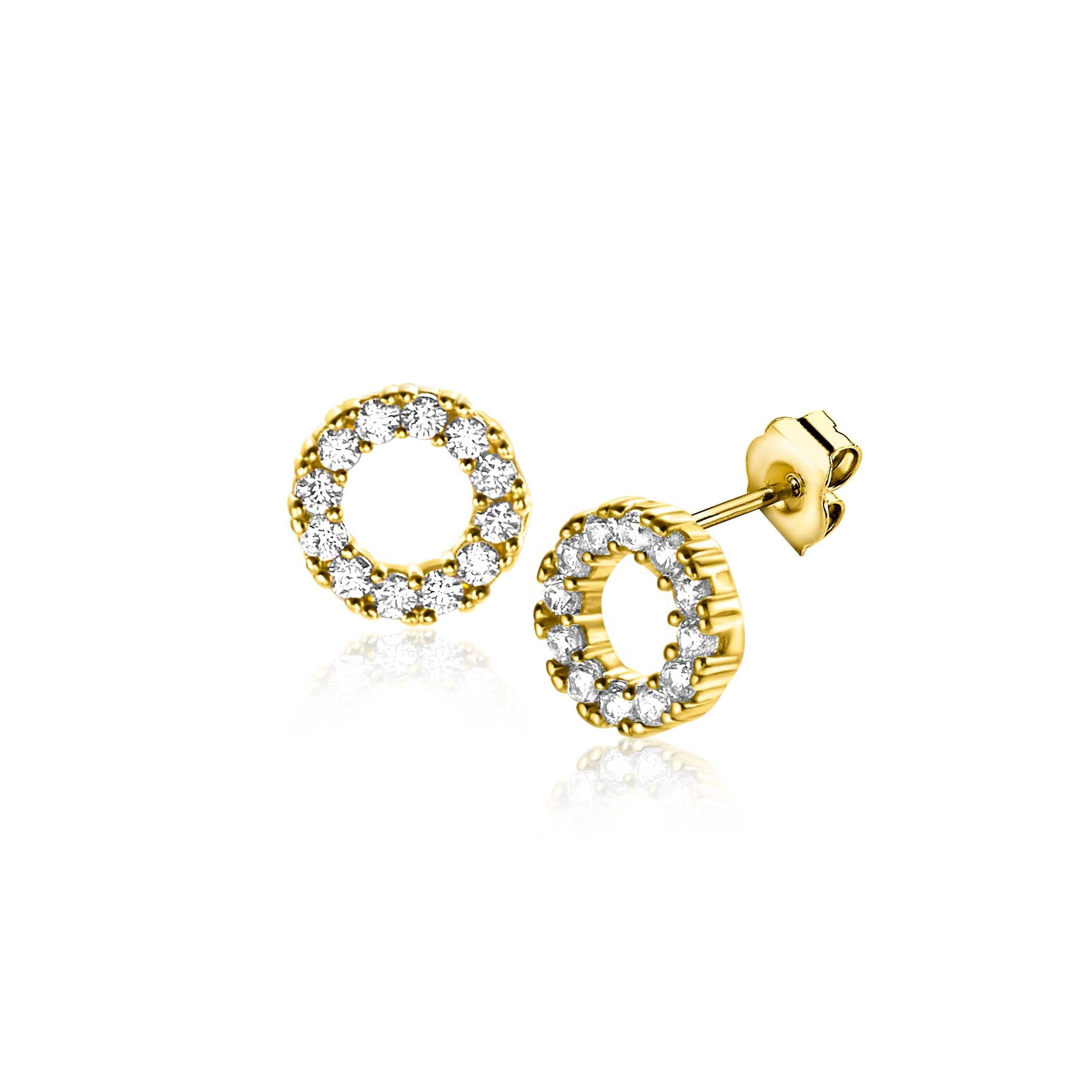 ZINZI 14K Gouden Oorknoppen met Witte Zirkonia ZGO456 oorbellen
