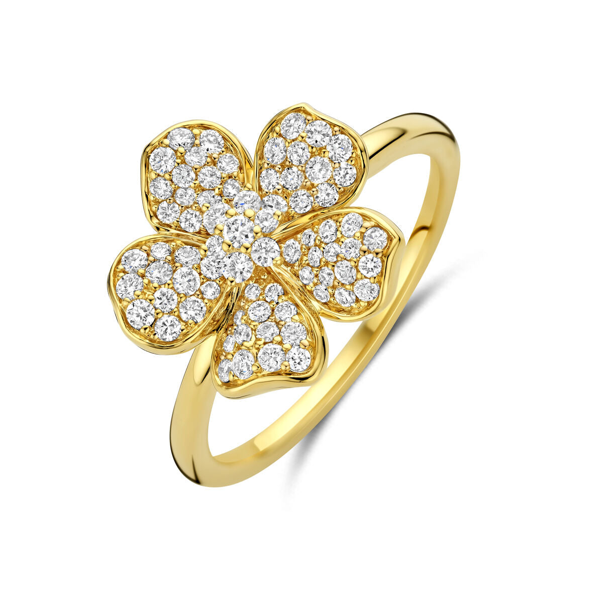 Fantasy Collection Ring bloem diamant 0.50ct h si 14K geelgoud
