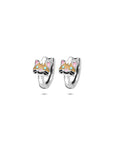 Zilveren gerhodineerde klapoorringen emaille kat 10,5 mm - 1341220