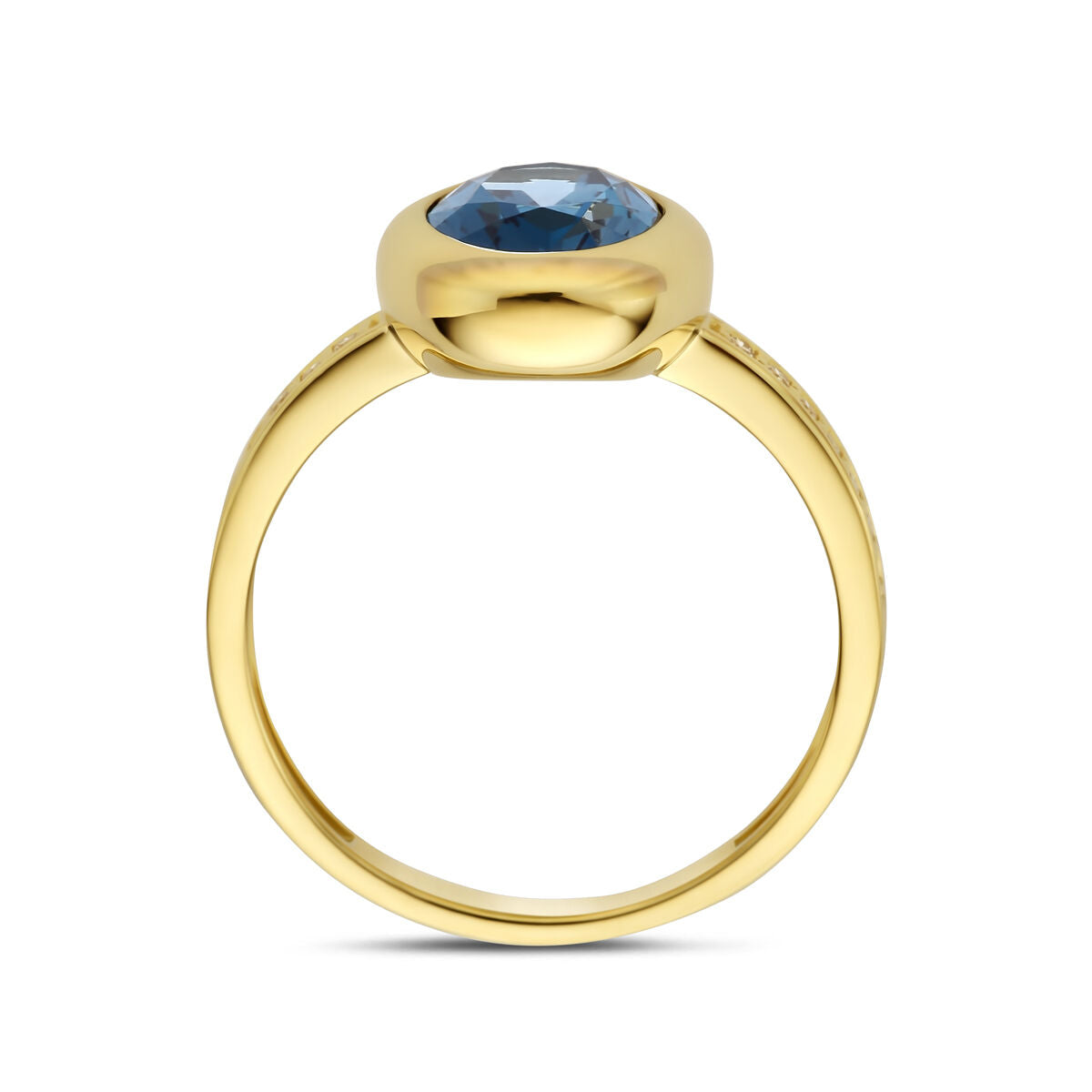Fantasy Collection Ring london blue topaas diamant 0.07ct h si 14K geelgoud