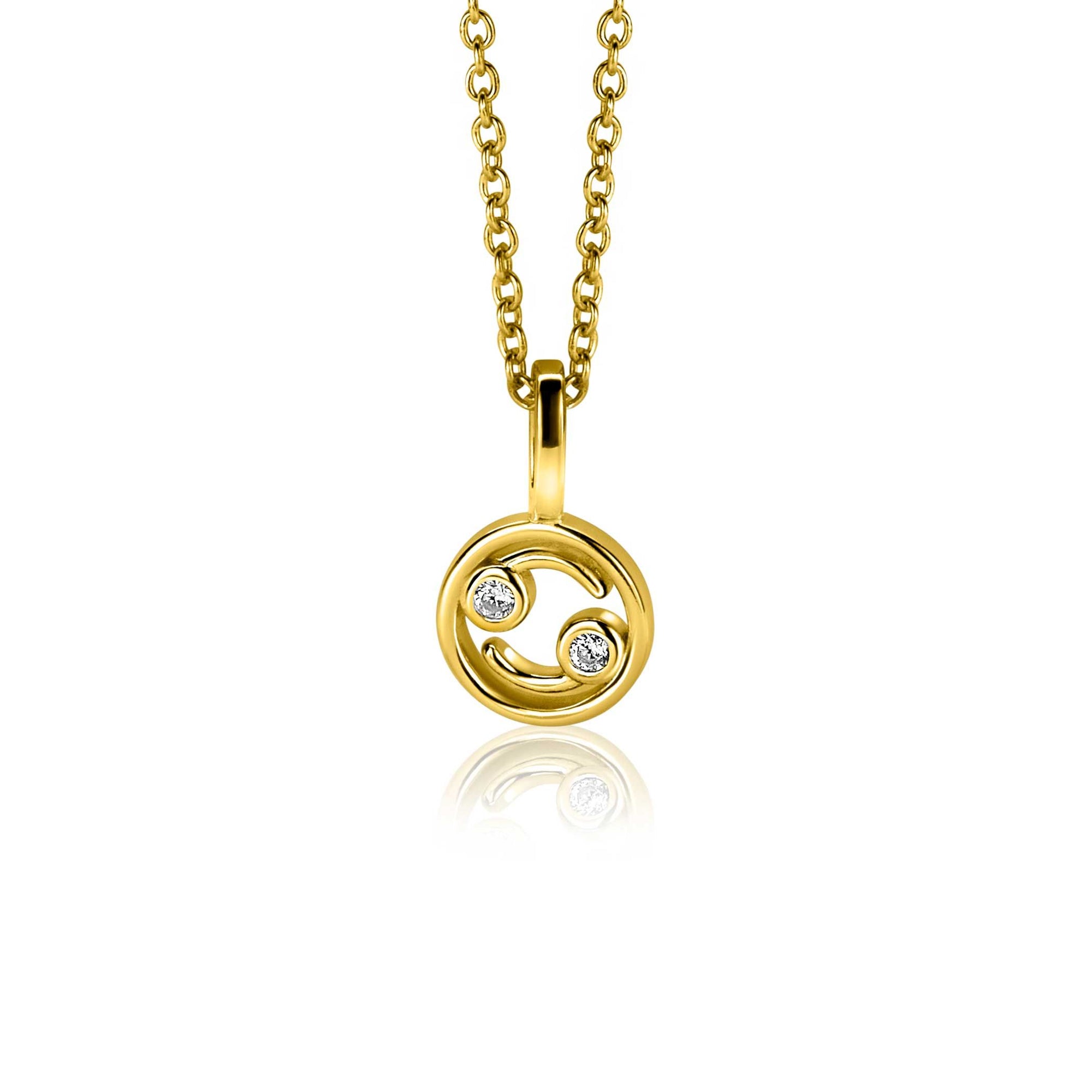 Zinzi gold plated zilveren Kreeft sterrenbeeldhanger bezet met witte zirkonia ZIHY-KRE (zonder collier) - PansiteNederland.nl