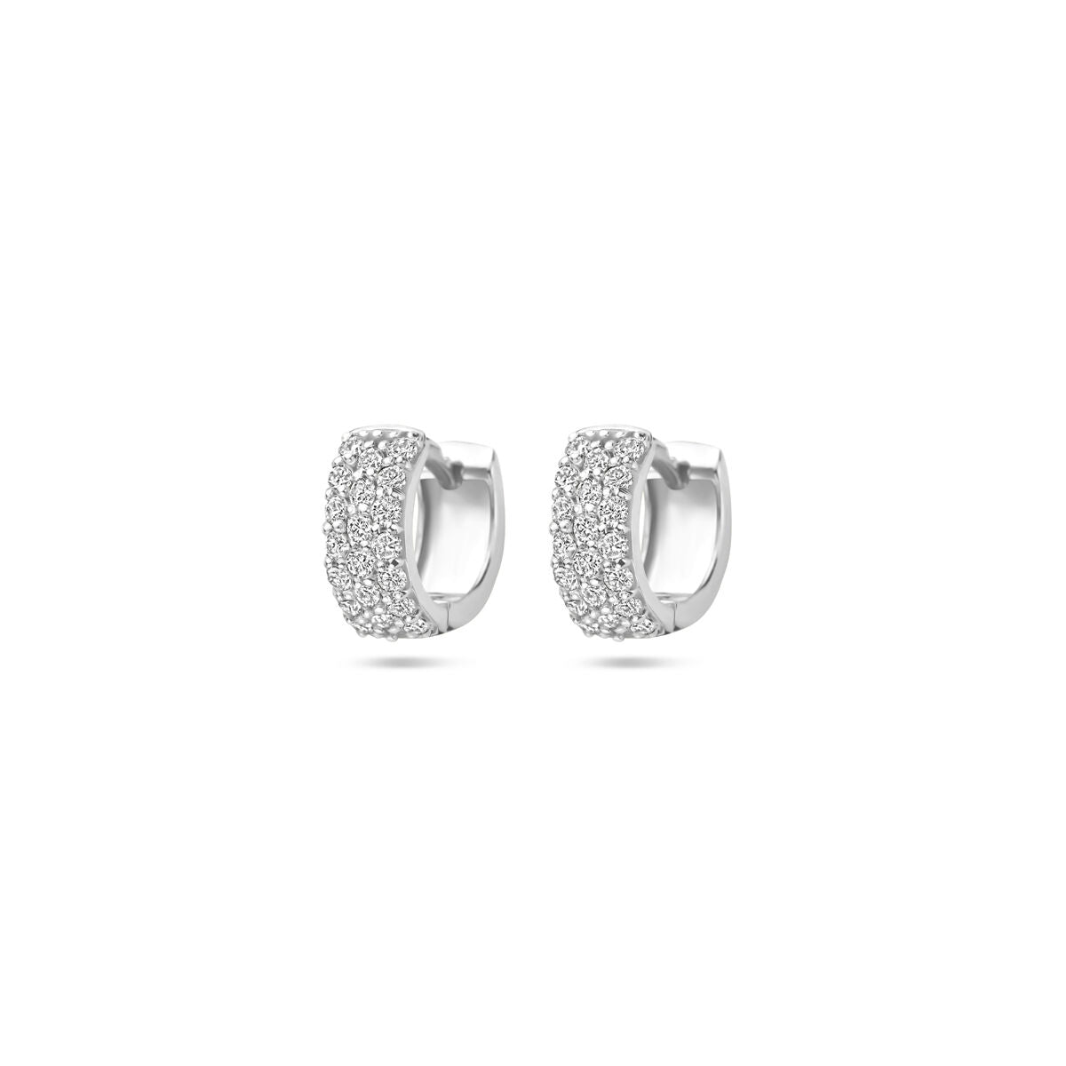 14K witgouden Klapoorringen diamant 0.40ct 2x 0.20ct h si 10 mm - 4106396