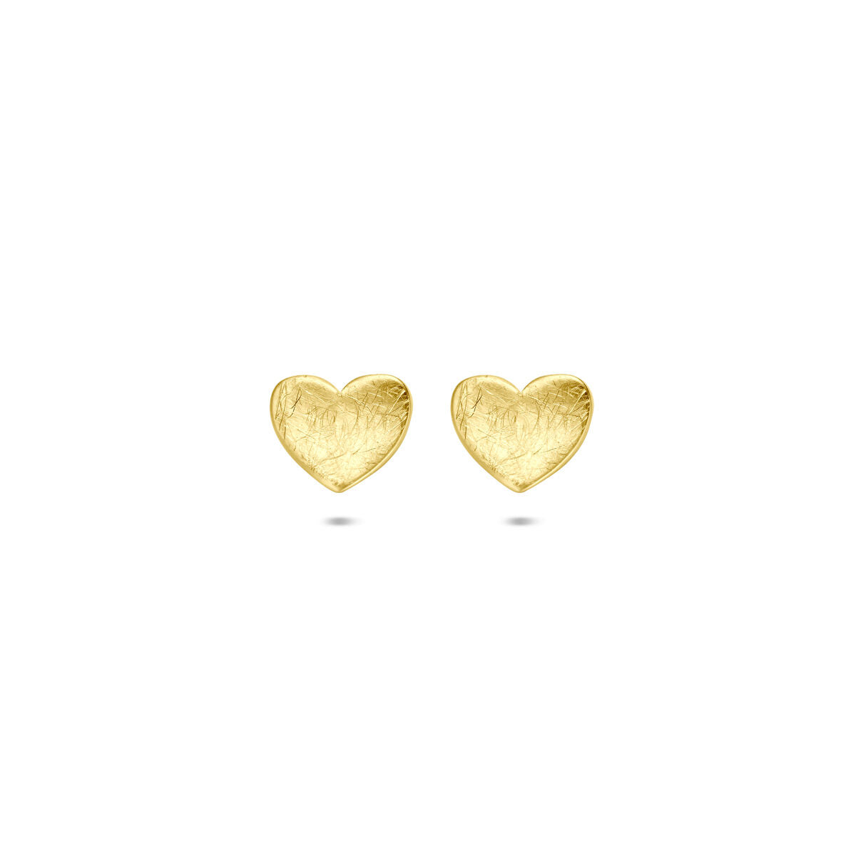14K geelgouden oorknoppen hartje poli/mat 6 mm - 4034336