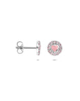 Zilveren gerhodineerde oorknoppen emaille hart zirkonia 7 mm - 1341275