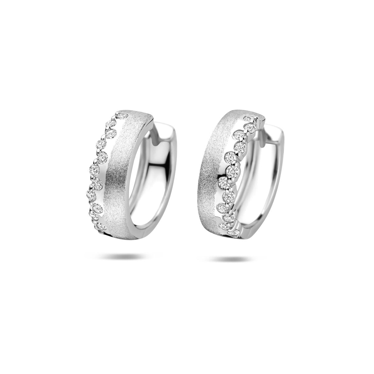 Zilveren gerhodineerde klapoorringen zirkonia poli/mat 17 mm - 1341913