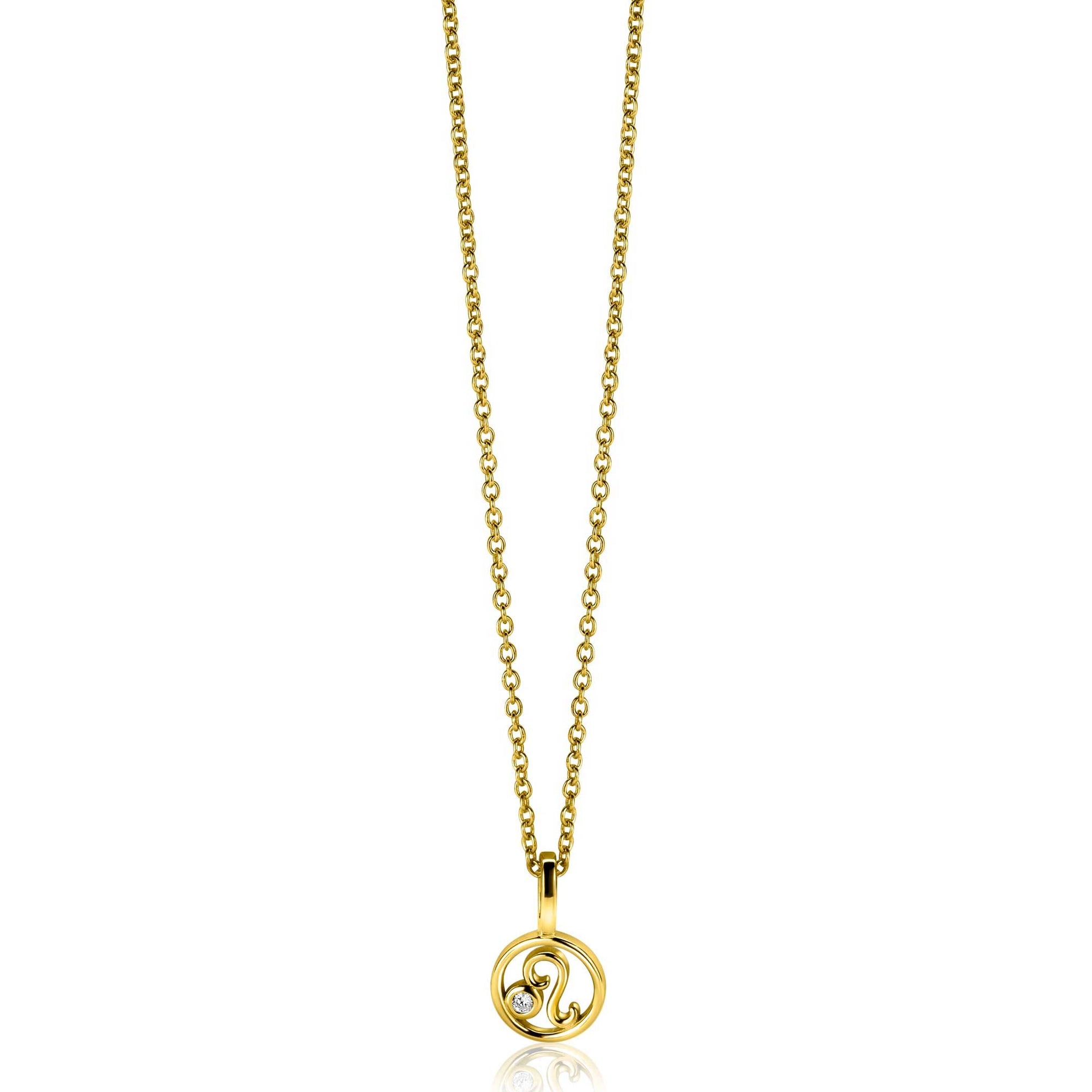 Zinzi gold plated zilveren Leeuw sterrenbeeldhanger bezet met witte zirkonia ZIHY-LEE (zonder collier) - PansiteNederland.nl