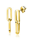 Zinzi Gold 14 krt gouden oorstekers met twee trendy paperclip-schakels 20mm ZGO344
