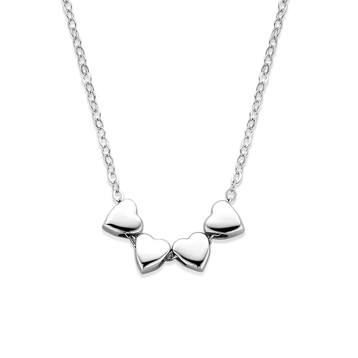 Fantasy Collection Collier 4 hartjes 41 + 4 cm zilver