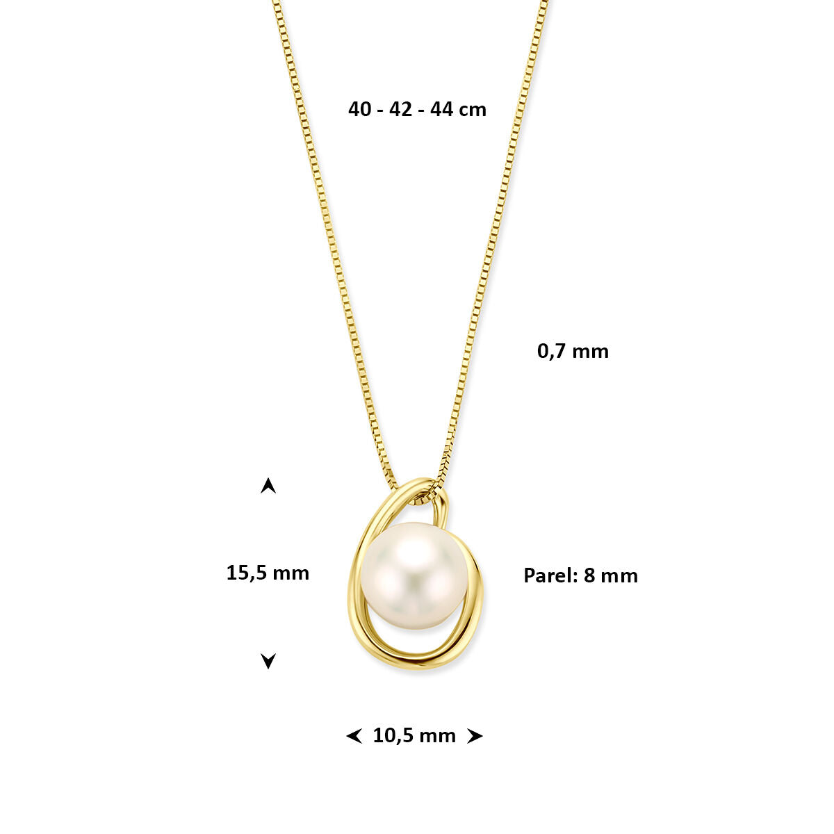 Fantasy Collection Collier parel 40 - 42 - 44 cm 14K geelgoud