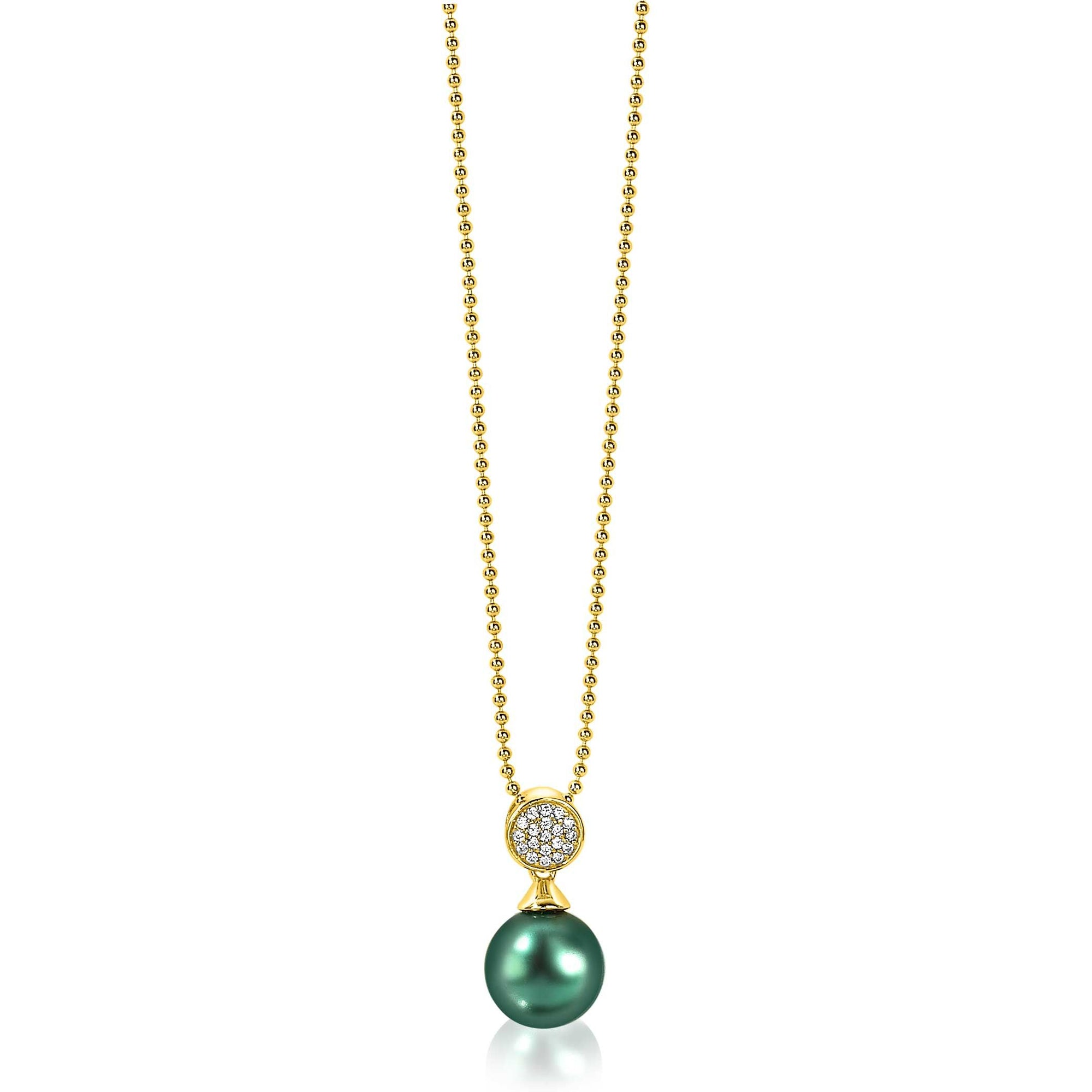 Zinzi zilveren parelhanger geelverguld 18mm witte zirkonia's groene parel ZIH1151GG (zonder collier) - PansiteNederland.nl
