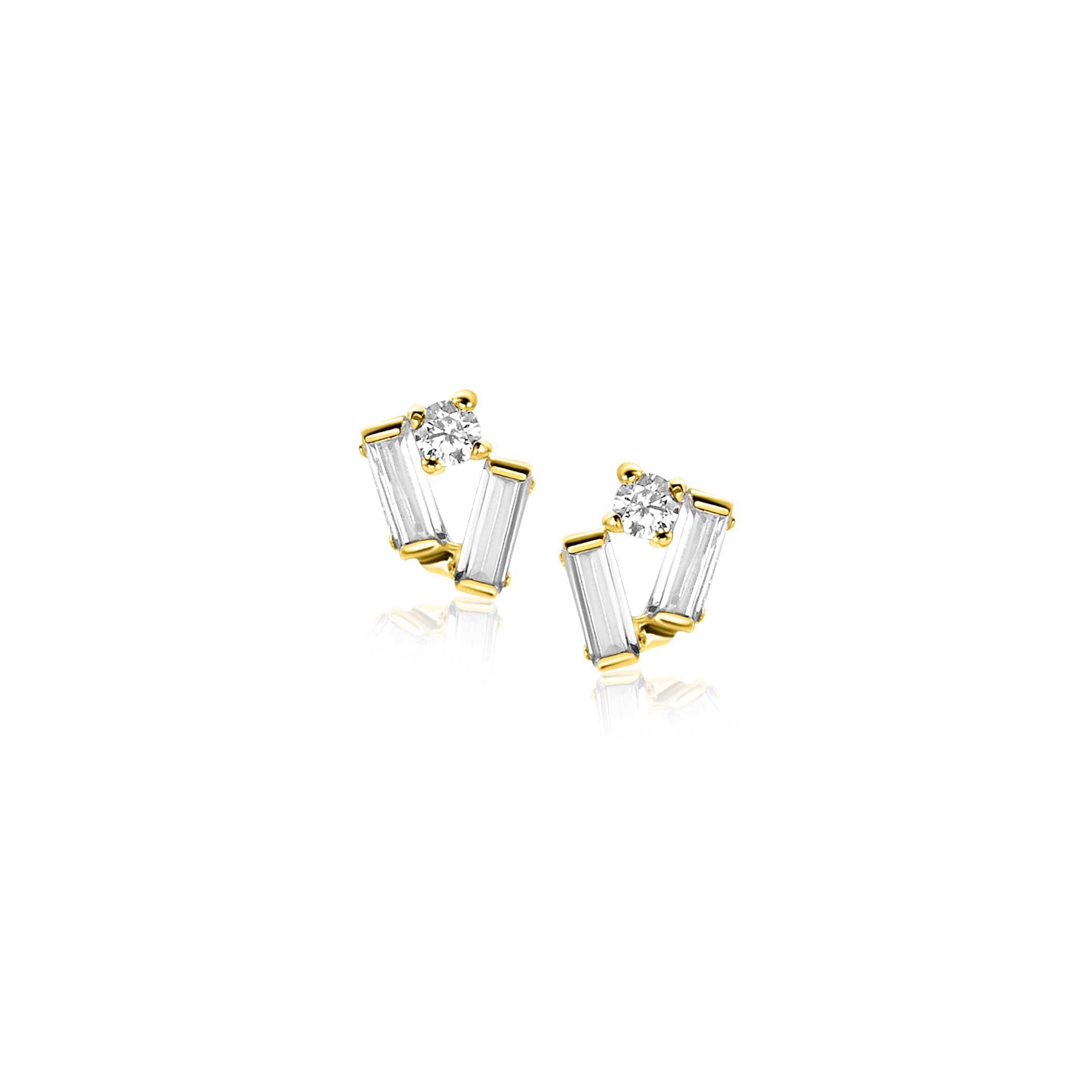 ZINZI 14K Gouden Oorknoppen met Witte Zirkonia ZGO465 oorbellen