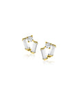 Zinzi Gold 14 krt gouden fantasie oorstekers bezet met rechthoekige baguette geslepen witte zirkonia's en een ronde witte zirkonia ZGO465