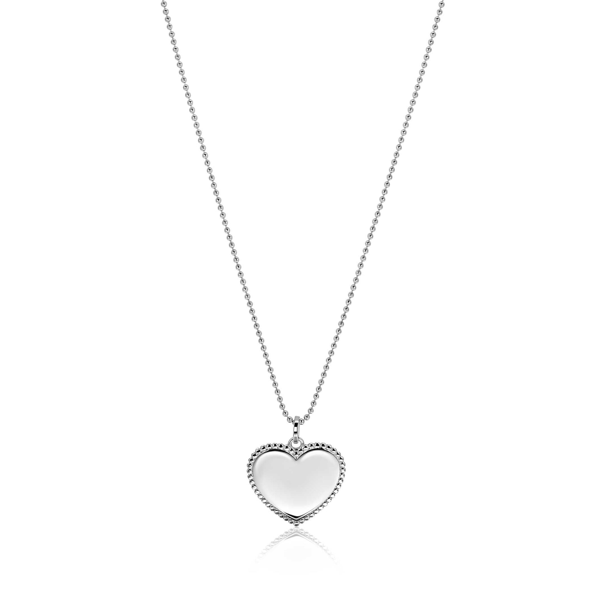 Zinzi zilveren hanger hart met parelrand voor gravure ZIH2654 (zonder collier) - PansiteNederland.nl