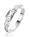 ZINZI zilveren elegante ring, met drie rechthoekige zirkonia's en een scheen met gedraaide bewerking ZIR2396 - PansiteNederland.nl