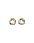 14K tricolor gouden oorknoppen diamant 0.19ct 2x 0.095ct h si 8 mm - 4300616