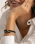 Sparkling Jewels Armband Onyx Saturn large - Gold 6mm SBG-GEM07-ADD-6MM