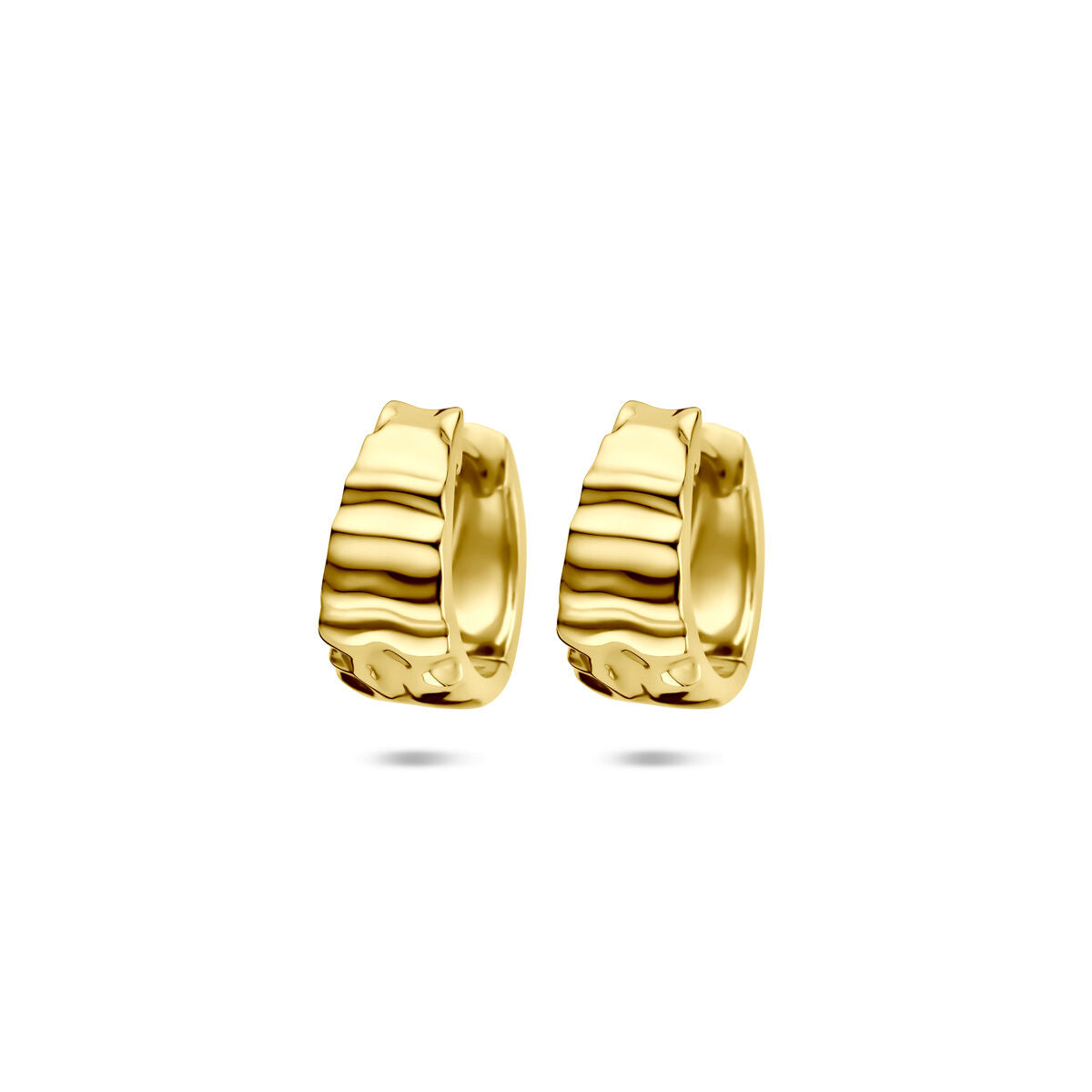 Zilveren vergulde geel klapoorringen gehamerd 13,5 mm 1 micron - 2104072