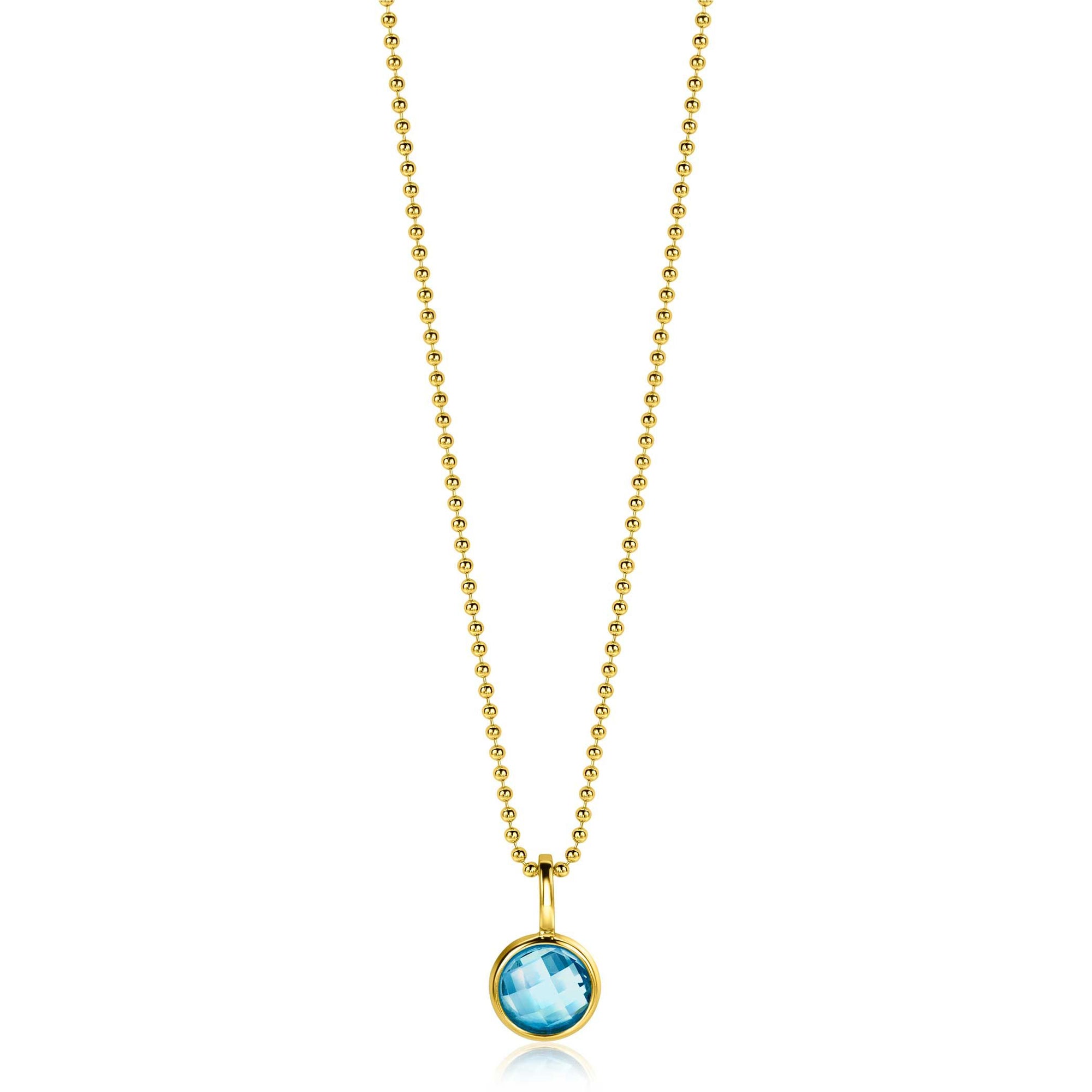Zinzi MAART hanger 8mm gold plated geboortesteen blauw aquamarijn zirkonia ZIH-MRT (zonder collier) - PansiteNederland.nl