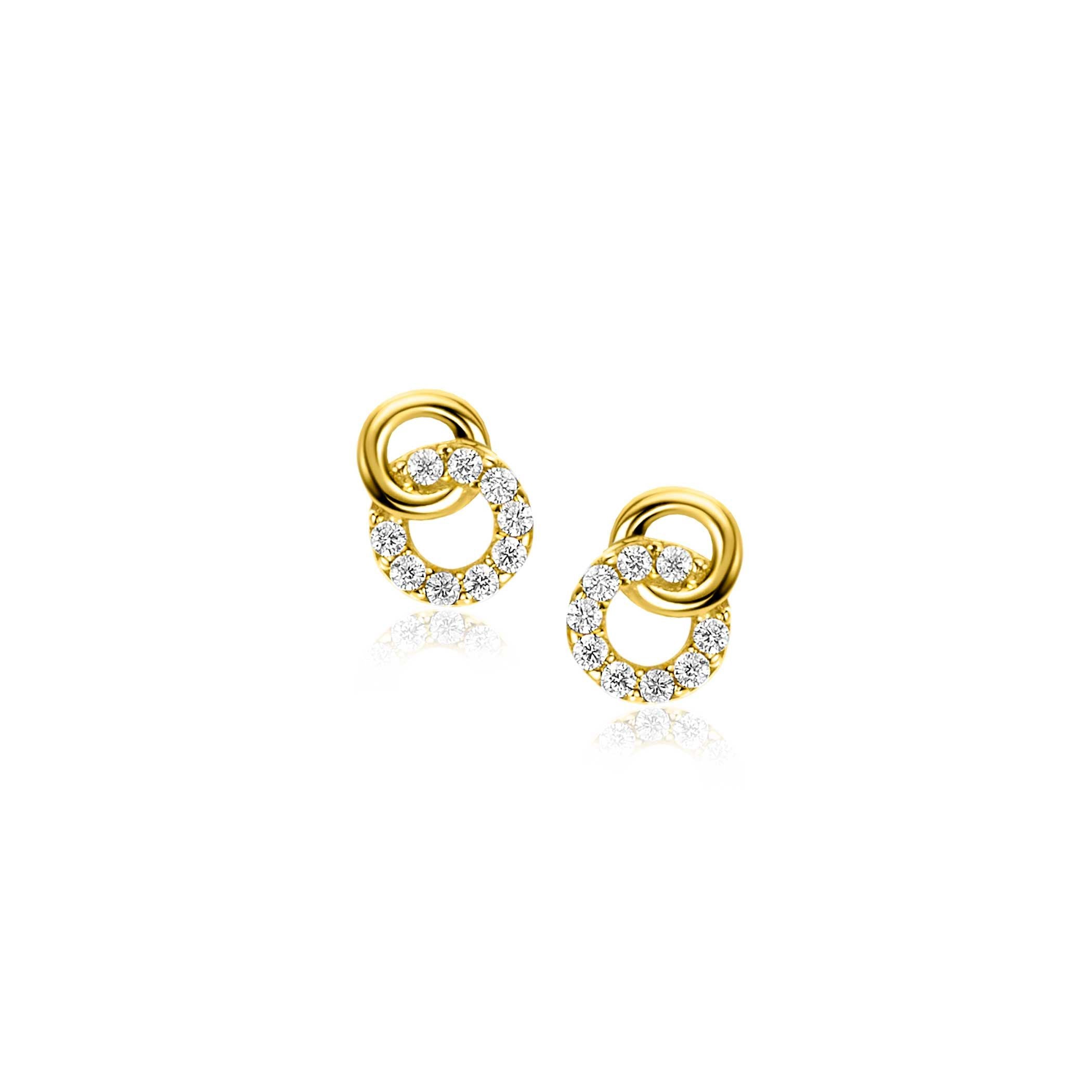 ZINZI 14K Gouden Oorknoppen met Witte Zirkonia ZGO471 oorbellen