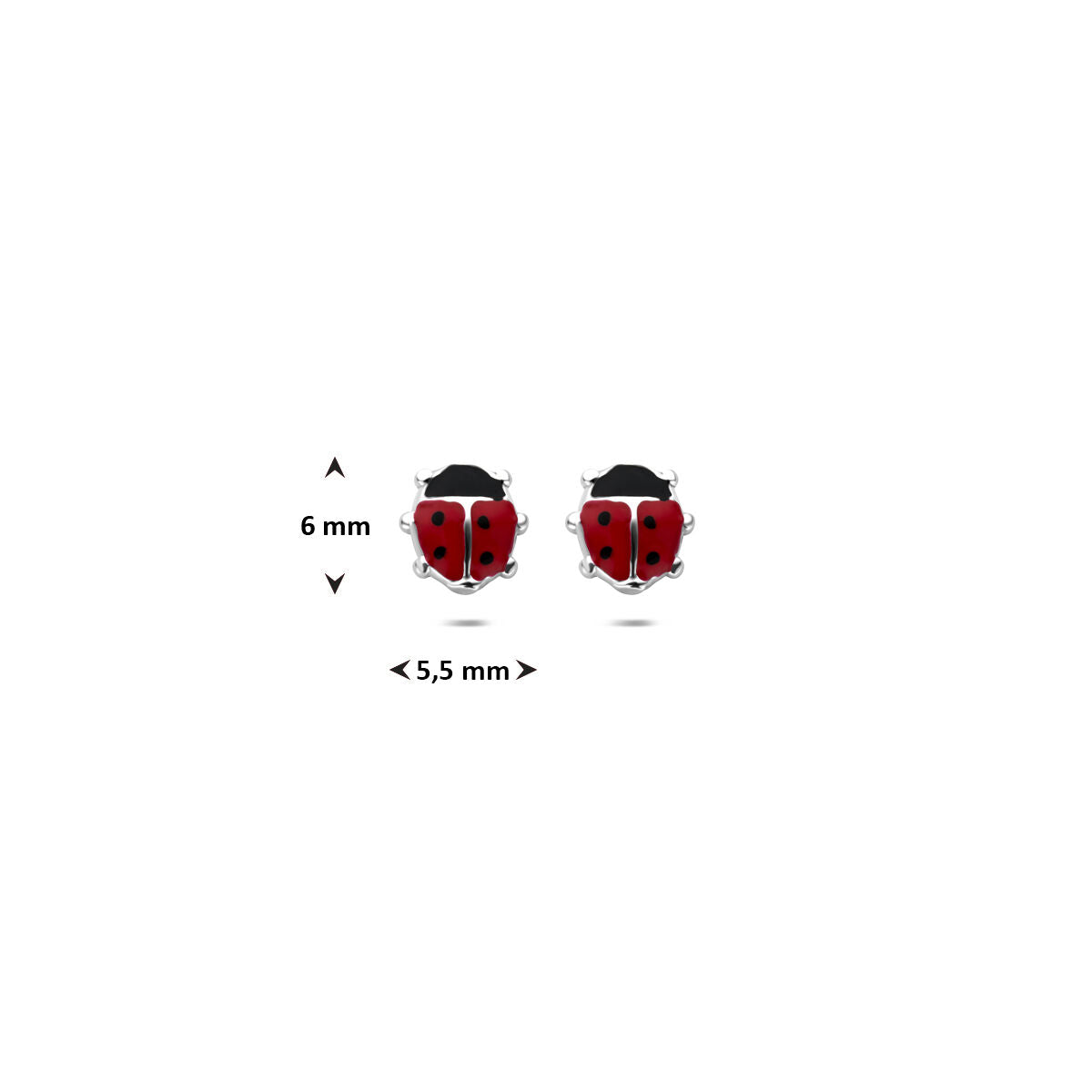 Zilveren gerhodineerde oorknoppen lieveheersbeestje 6 mm - 1341852