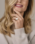 Zilveren Gerhodineerde Ring Parel 1341108