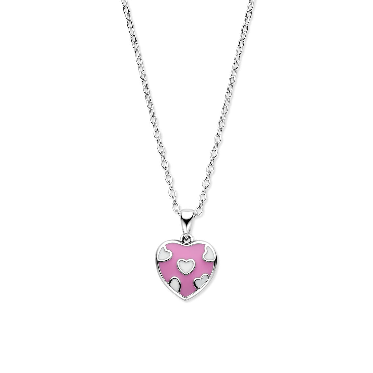 Fantasy Collection Collier emaille hartje 36 + 3 cm zilver