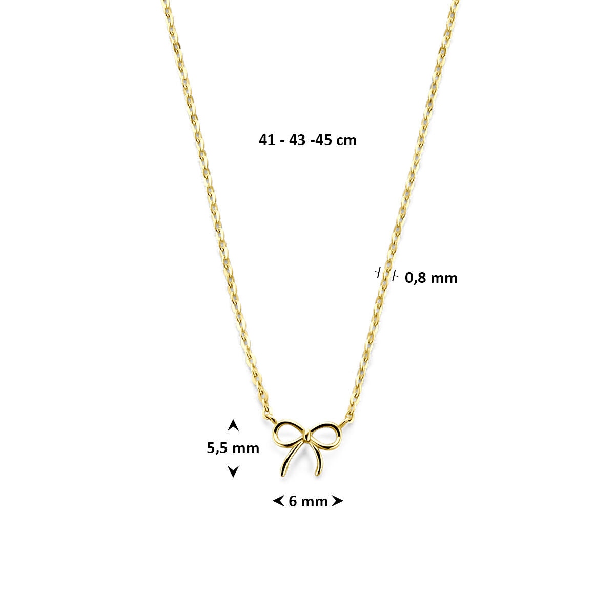 Fantasy Collection 9K collier strik 41 - 43 - 45 cm 9K geelgoud