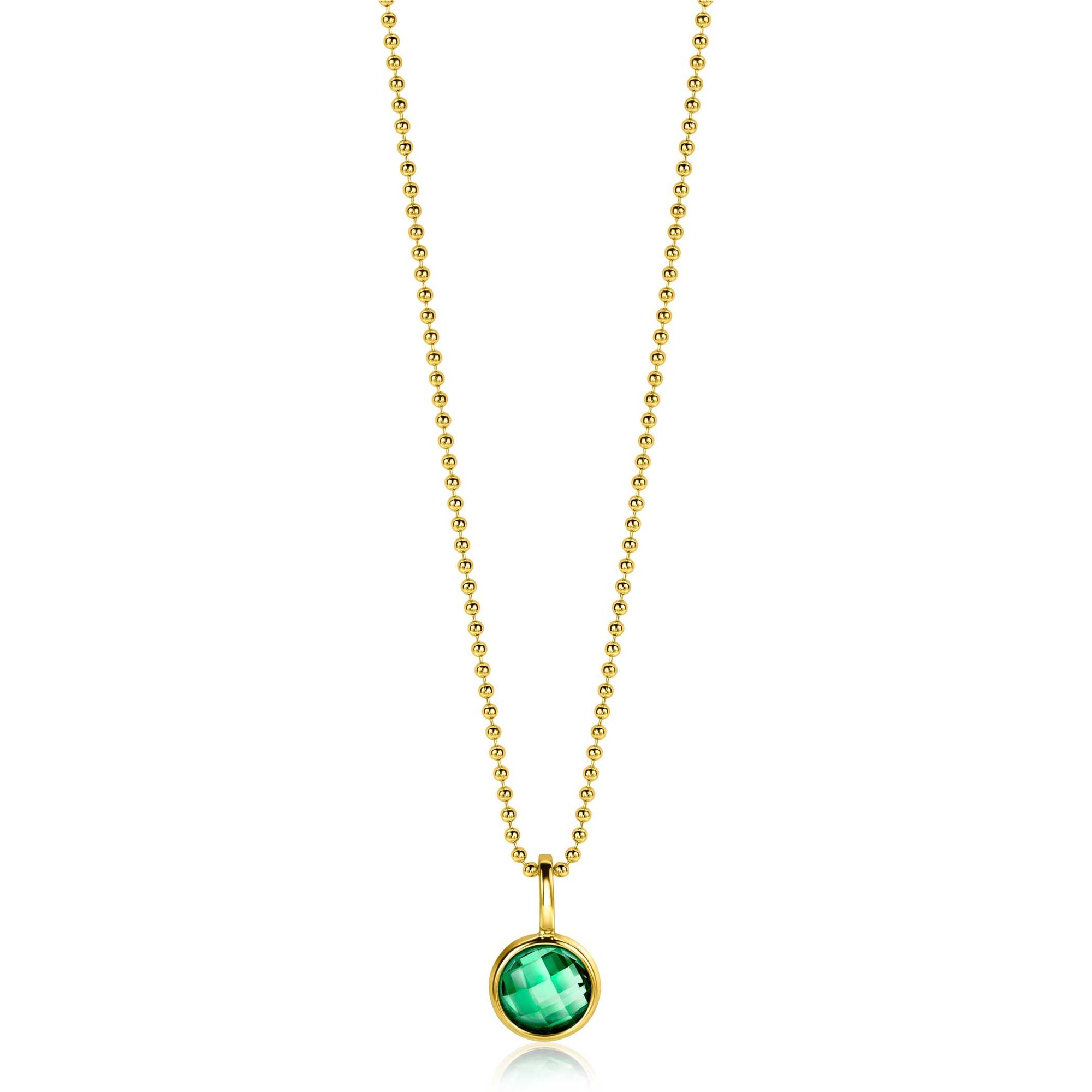 Zinzi MEI hanger 8mm gold plated geboortesteen groen smaragd zirkonia ZIH-MEI (zonder collier) - PansiteNederland.nl
