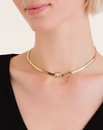 Rosefield Ketting Snake Heart Choker White Crystal Goudkleurig Verguld 14K Goud Stainless Steel Dames - JNSWG-J1002