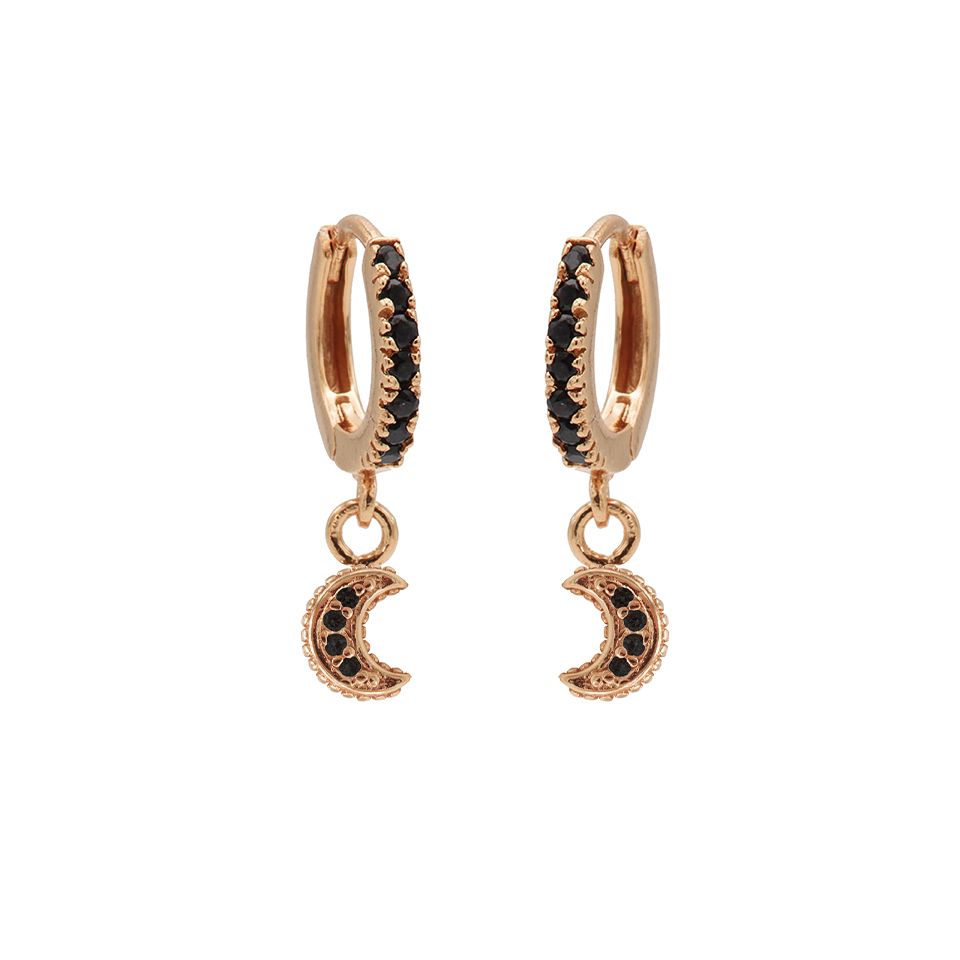Karma Zirconia Hinged Hoops Symbols Moon M2582HB oorbellen