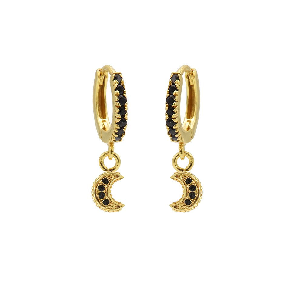 Karma Zirconia Hinged Hoops Symbols Moon M2583HB oorbellen