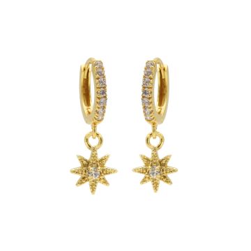 Karma Zirconia Hinged Hoops Sieraad Goud oorbellen