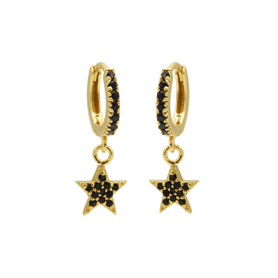 Karma Zirconia Hinged Hoops Symbols Star M2920HB oorbellen