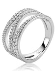 Mart Visser by ZINZI zilveren multi-look ring 11,5mm breed  organisch gevormd en bezet met witte zirkonia's MVR26