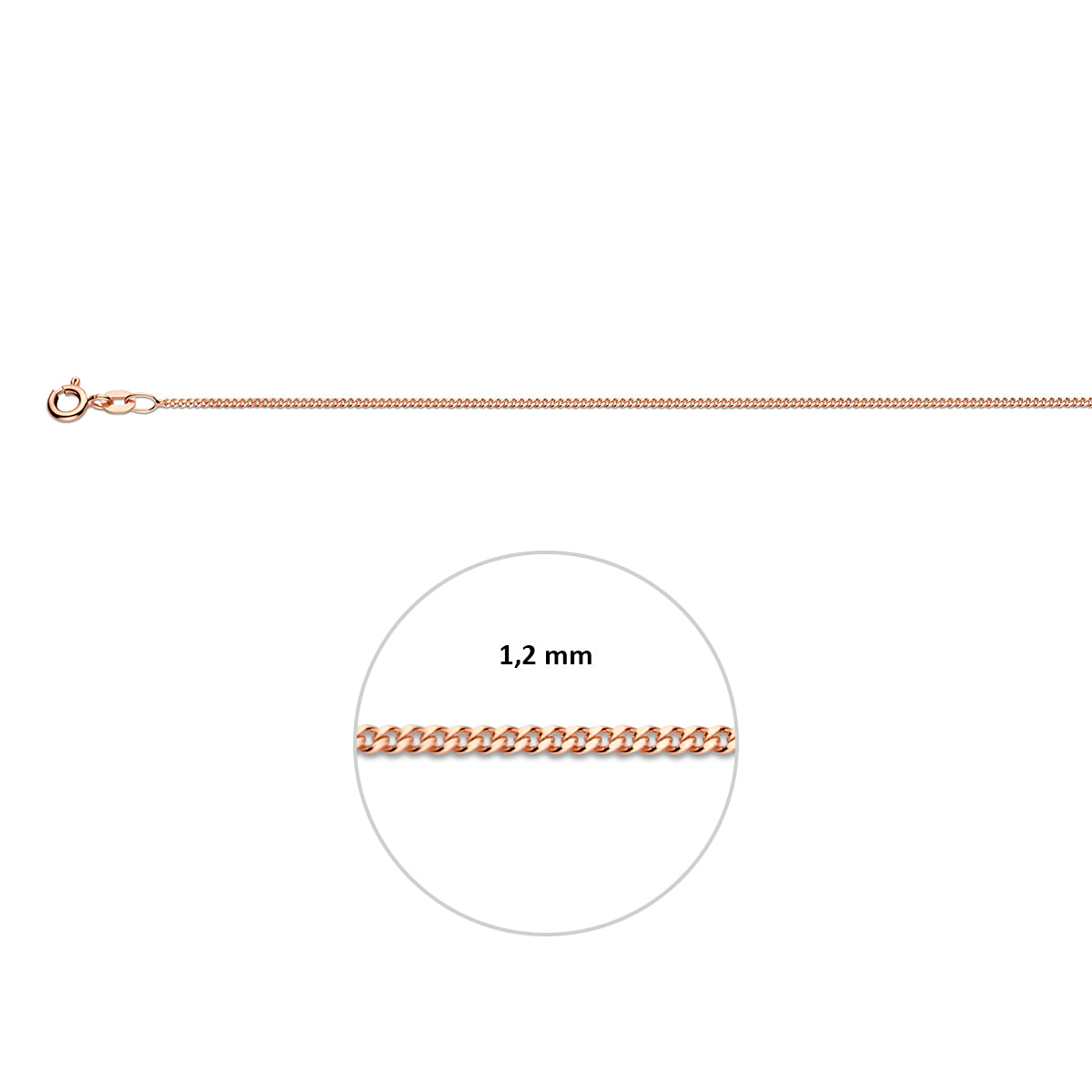 Ketting gourmette 1,2 mm 14K roségoud#Materiaal_14K roségoud