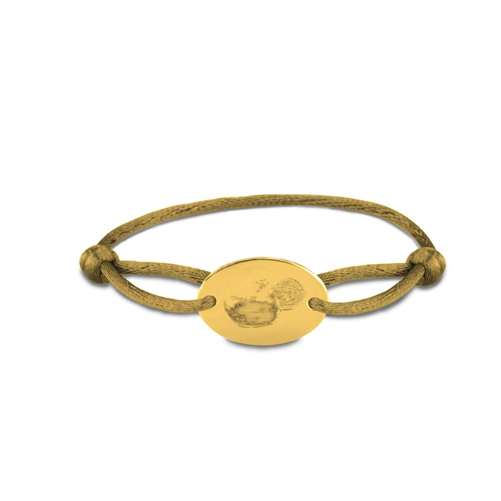 See You Satijnkoord armband met gouden ovale disk – BL-023 – afbeelding 1