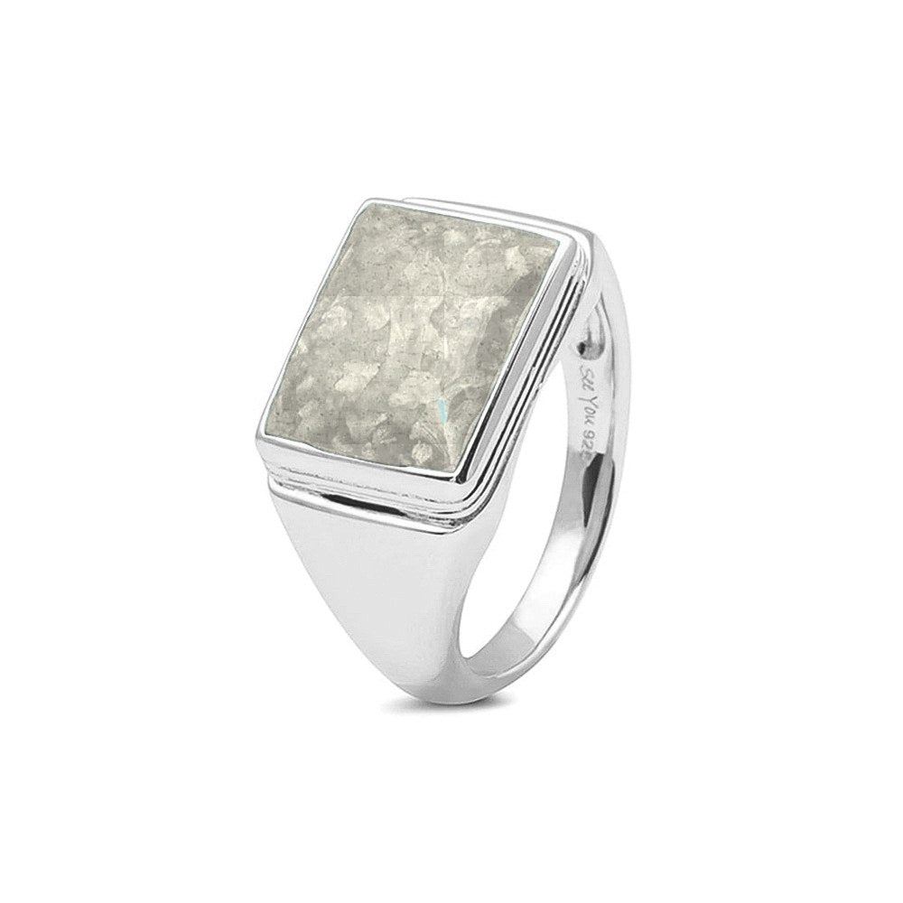 See You Rechthoekige zegelring met rand en as in goud – RG-053 – afbeelding 69